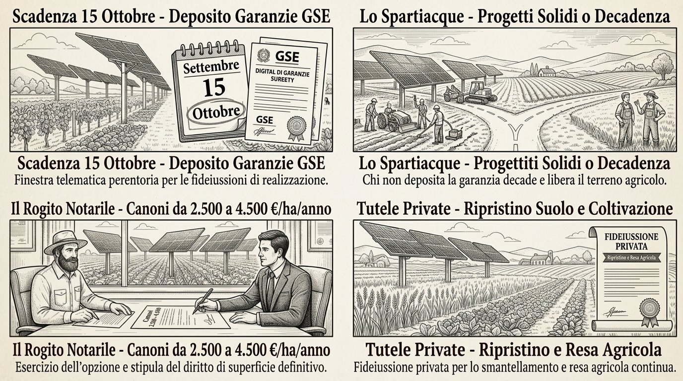 Guida infografica: Nuove garanzie del Gestore dei Servizi Energetici per l'agrivoltaico e tutele sui contratti dei terreni