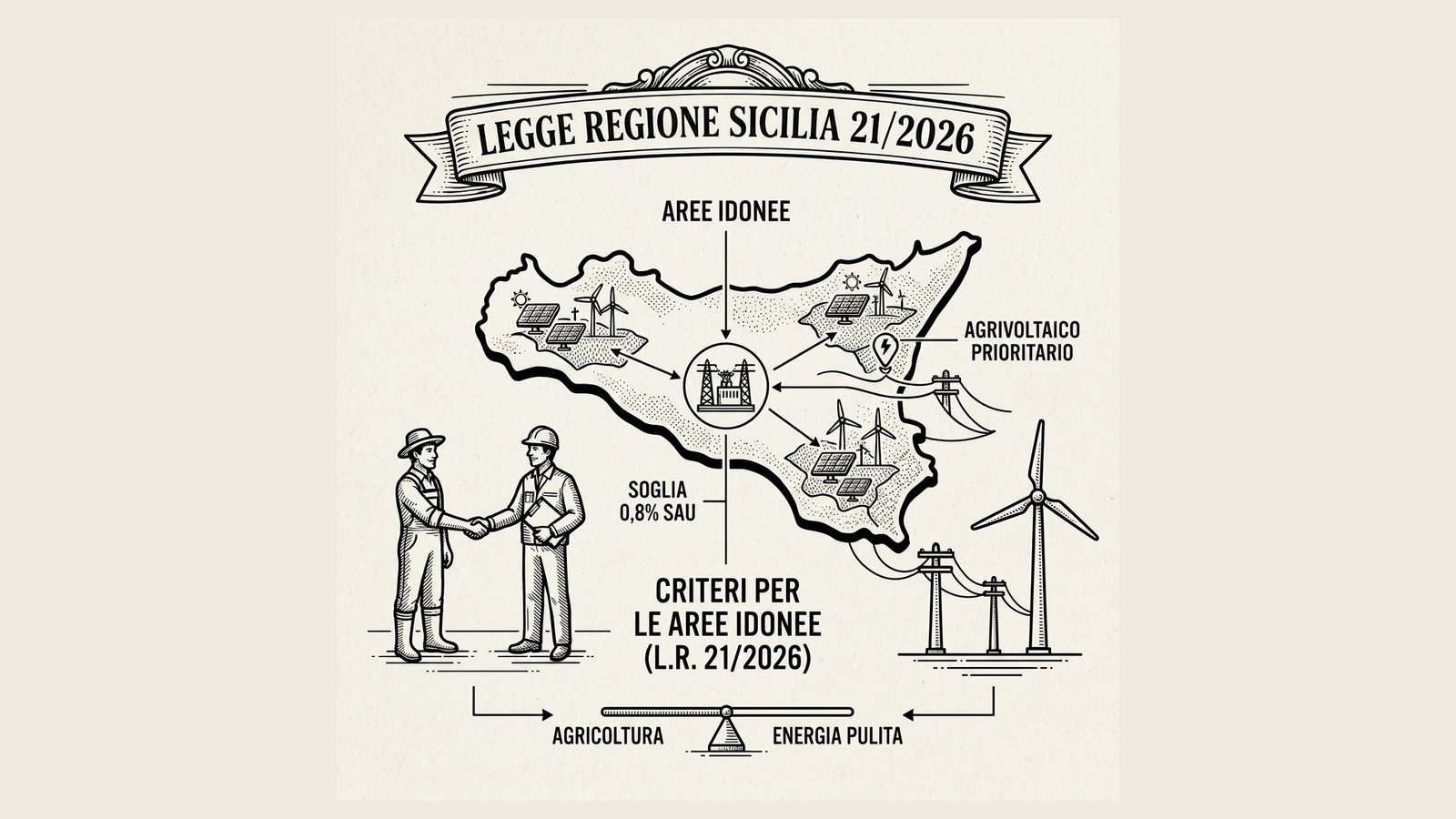 Infografica Legge Regionale Sicilia 21/2026 Aree Idonee Fotovoltaico
